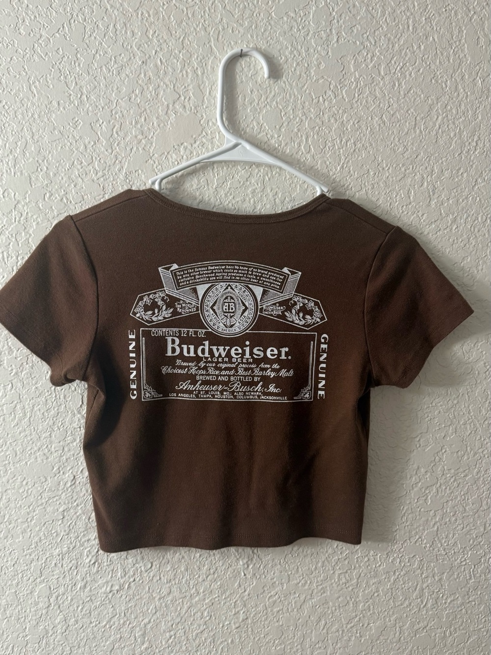 Budweiser Brown Cropped V-Neck Tee